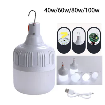 80 Вт 100 Вт 5 В USB LED ночная белая лампочка для кемпинга Портативные фонари Перезаряжаемые настенные Аварийные палатки Аккумулятор для освещения
