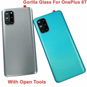 Для OnePlus 8T Оригинальная крышка батарейного отсека Gorilla Glass, жесткая задняя крышка, задняя дверь, корпус корпуса + Рамка камеры, объектив + клей + логотип