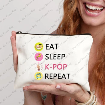 1Шт Косметичка K-POP Eat Sleep K-POP Repeat Дорожная Сумка K-pop Товарный Подарок для Женщин и Девочек (Eat Sleep K-POP Repeat Travel Ba