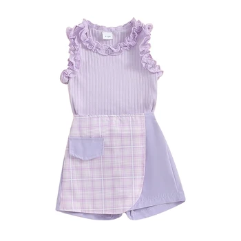 Летняя одежда для малышей Fernvia для маленьких девочек 1 Т, 2 Т, 3 Т, 4 Т, трикотажные топы в рубчик, мини-юбки, комплект одежды из 2 предметов