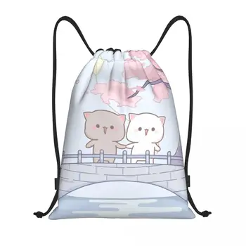 Рюкзак Romantic Peach и Goma Mochi Cat на шнурке, спортивная спортивная сумка для мужчин и женщин, сумка для покупок