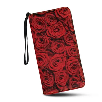 Дизайнерский Подарочный клатч-браслет Belidome Red Roses, Женский Длинный кошелек с RFID-блокировкой, Держатель для кредитных карт, дамский кошелек из искусственной кожи, сумки
