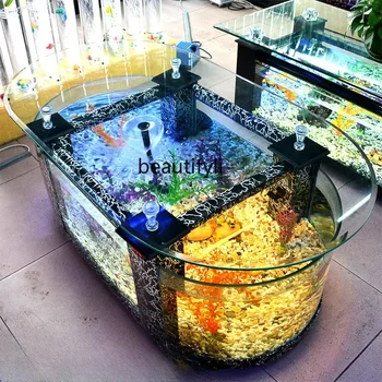 Большой Экологичный Чайный столик Аквариум для рыб Стеклянный Аквариум для гостиной Бытовой стол Банка для черепахи Средний Шкаф для телевизора