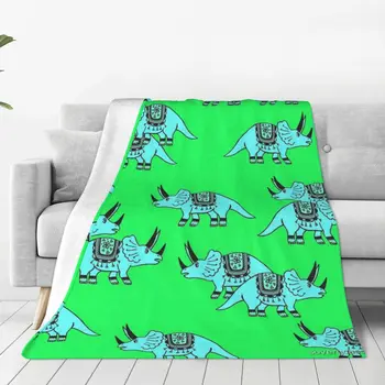 Зеленое одеяло с забавным рисунком динозавра, покрывало на кровать, Пляжные пушистые мягкие одеяла, Двуспальная кровать