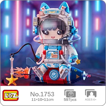LOZ 1753 Космическое Приключение Кот Астронавт Мальчик Ракета Звезда Космонавт Кукла Модель Мини Блоки Кирпичи Строительная Игрушка Для Детей Без Коробки