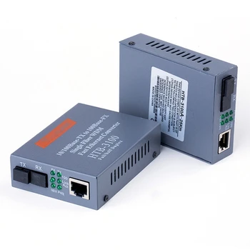 1 пара оптоволоконных приемопередатчиков HTB-3100 25 км SC 10/100 м Однорежимный одноволоконный приемопередатчик EU Plug