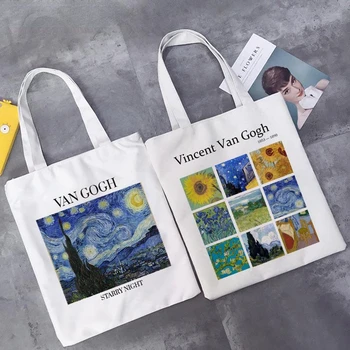 Сумка для покупок с картиной Ван Гога Женская сумка для покупок в Харадзюку, холщовая сумка для покупок, женская сумка-тоут, женская сумка через плечо