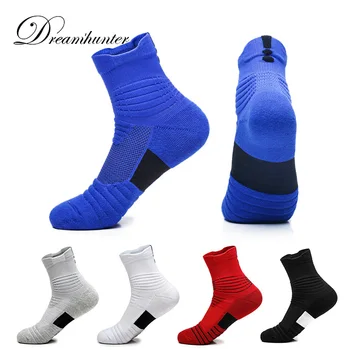 Эластичные противоскользящие спортивные носки, баскетбольные носки для бега на открытом воздухе, футбольные носки для мужчин, велосипедные хлопчатобумажные носки Meias Ciclismo