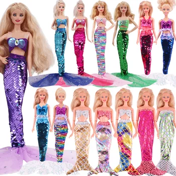 Кукольная одежда Сексуальные купальники Юбка-русалка с блестками Плавательный круг для Барби и 30 см Рождественская кукольная одежда Аксессуары Toy GirlGift