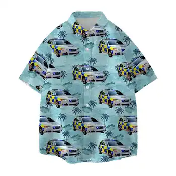 Jumeast International Police Day Car Мужская Гавайская Рубашка С Изображением Пальмы И Алоха Рубашки Унисекс Мешковатые Пляжные Блузки Молодежная Одежда