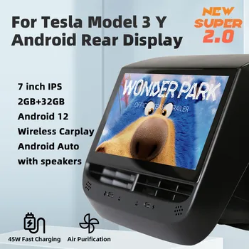 Задняя панель дисплея с 7-дюймовым IPS-экраном для Tesla Model 3 Y Android с управлением кондиционером, мультимедийный плеер CarPlay с автоматической музыкой
