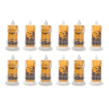 12ШТ Свеча для Хэллоуина Беспламенные свечи для Хэллоуина Декоративная светодиодная лампа-свеча