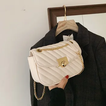 2022 Новая простая и свежая женская сумка, роскошная текстурная сумка-мессенджер на цепочке, модная универсальная женская маленькая квадратная сумка через плечо