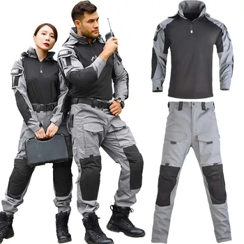 Рабочая мужская одежда для страйкбола и пейнтбола, военная форма, тактические боевые рубашки с несколькими карманами, грузовые наколенники, брюки, камуфляжный армейский костюм