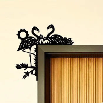 CIFbuy, Цельнокроеный металлический креативный силуэт фламинго, Декоративные наклейки на стену, украшение угла двери, Настенный декор, Металлическая вешалка на стену