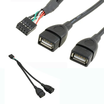 15 см 30 см 50 см Материнская плата 9Pin Поворачивает USB2.0 с Двумя Удлинителями Основной платы с гнездовым разъемом на Двойной кабель-адаптер USB 2.0