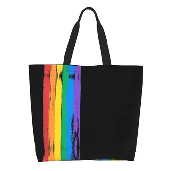 Забавный Флаг ЛГБТ-Шоппинг Сумки-Тоут Для Вторичной Переработки Гей-Прайда Лесбиянок Бакалейная Холщовая Сумка Для Покупок Через Плечо