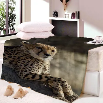 Фланелевое одеяло с рисунком гепарда, Мягкое легкое Теплое одеяло для путешествий, подарок для кемпинга, Украшение для дивана-кровати для детей и взрослых