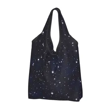 Забавная сумка для покупок Night Sky Space Galaxy Портативная сумка для покупок Universe Grocery через плечо