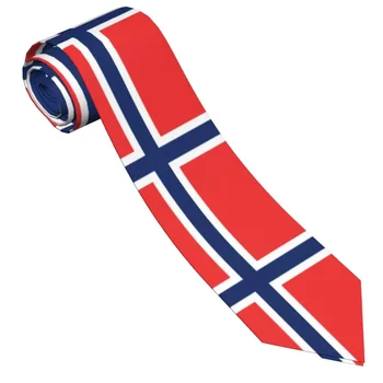 Галстук с флагом Норвегии Мужской Шелковый полиэстер шириной 8 см Patriot Travel Галстук для мужской повседневной одежды Подарок